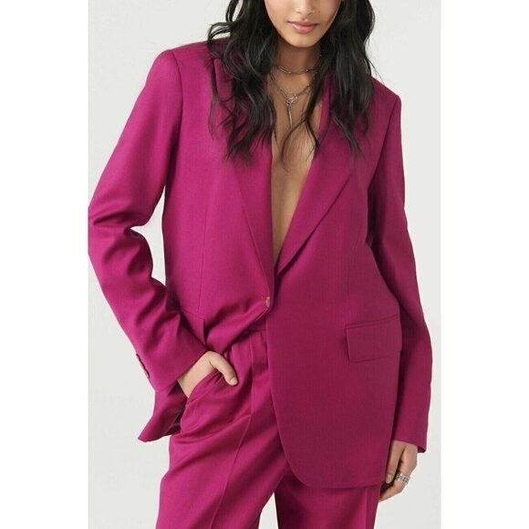 ba&sh Jackets & Blazers - Ba&sh Womens Isha Suit Jacket Sz 0 XS Rose Fuchsia Pink Wool Boyfriend Blazer